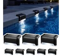 jindaaudio Lot de 8 lampes solaires de piscine - Blanc froid - Lampes LED pour extérieur, étanches - Éclairage d'escalier, de clôture, de terrasse, de chemin