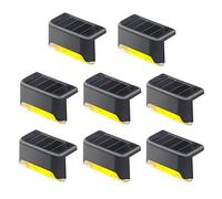 jindaaudio Lot de 8 lampes solaires pour marches - Lampes d'escalier étanches pour escaliers extérieurs | Blanc chaud, automatique du crépuscule à l'aube