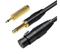 jindaaudio Microphone Câble 3M, mini Jack à 6.35mm, câble de microphone TS Mono, avec adaptateur à 3.5mm, connecteur XLR mâle déséquilibré, pour caméra, appareils photo, appareil d'enregistrement