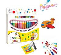 JINDANCL Popcorn Pens, Popcornpens Stylos à Pop-Corn GonfléS 3D, 2027 Nouveau Stylo Pop Corn, 1 Ensemble De 12 PièCes, Cartes De VœUx, CréAtifs Pour Les Cartes Et Dessins DéCoratifs
