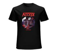 JINDIAOWENJU Accept Metal Heart Unisex 100% Cotton Short-Sleeve T-Shirts Black XXXL