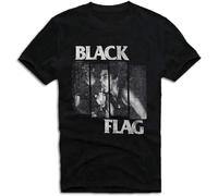 JINDIAOWENJU Black Flag Vintage Punk Unisex 100% Cotton Short-Sleeve T-Shirts Black XL