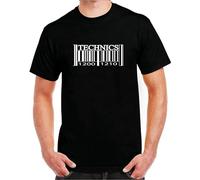 JINDIAOWENJU Fan Technics Barcode Retro Funny Graphic Art Design T-Shirt M