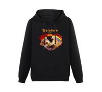 JINDIAOWENJU Rainbow Rising Heavy Metal Music Hoody Unisex Ptinted Hoodies Long Sleeve Men's Hooded with Pocket Black XL