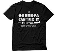 JINDIAOWENJU Rumin If Grandpa Can't Fix It No One Can Funny for Granddad Papa Unisex O-Neck 100% Cotton Short-Sleeve T-Shirts Black XXXL