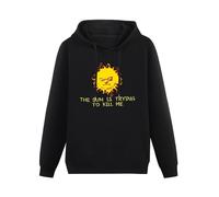 JINDIAOWENJU The Sun is Trying to Kill Me Funny Joke Hoody Unisex Long Sleeve Hooded with Pocket Black XXL