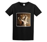 JINDIAOWENJU Titanic Cat Funny and Interesting Imitation of Leonardo Dicaprio Iceberg Unisex O-Neck 100% Cotton Short-Sleeve T-Shirts Black XXL