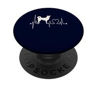 Jindo Dog Heartbeat EKG Mes Chiens sont Mes Amoureux des Animaux de Compagnie Cardio PopSockets PopGrip Adhésif