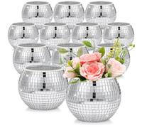 Jinei Vase Boule Disco en Verre avec Miroir pour Mariage, Centre de Table, Chambre à Coucher, Cuisine, Bureau, Anniversaire (30,5 x 10 cm)