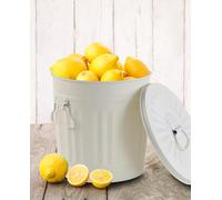 Jinfa | Poubelle en métal galvanisé avec poignées et couvercle | Blanc Crème | Diamètre Ø 21,5 cm - Hauteur 21,5 cm | Capacité: 7 litres