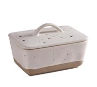 Jinfanshurich Beurrier rectangulaire en céramique avec couvercle pour 250 g/500 g de beurre, boîte de rangement, pour réfrigérateur et table à manger, blanc, 350 ml