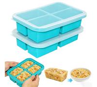 Jinfanshurich Lot de 2 moules de congélation en silicone avec couvercle - 250 ml - Extra large - Sans BPA - Boîtes empilables en silicone pour congeler soupes, bouillons, sauces et restes (vert-A)
