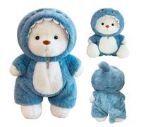 Jinfanshurich Ours en peluche, 40 cm, avec costume de requin, doudou interactif, à câliner et à jouer, doux et moelleux, lavable, cadeau créatif pour garçons et filles