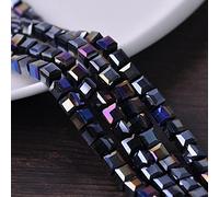 JINFEUGE 10 À 100 Perles En Cristal Tchèque Facettées Cubiques, Carrées Et de 3 À 10 Mm Pour La Création de Bijoux./Black/6Mm 50Pcs