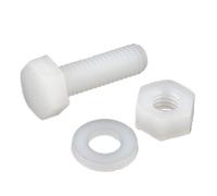 JINFEUGE 20Pcs White Nylon Hexagonal Screw Nut Washer Set Metric Threaded Hex Head Screw Plastic Insulated Bolt M8/50Mm/M8 (20Pcs)