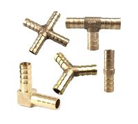 JINFEUGE 5 Raccords En Cuivre Pour Tube Air/Carburant/Eau, Raccord Cannelé En Laiton, Adaptateur de Coupleur Cannelé Pour 4 Mm, 5, 6, 8, 10 Et 12 Mm/Y-3-Way/Od 6 Mm