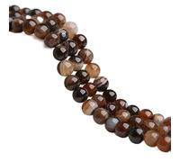 JINFEUGE Lot de Perles D'Agate En Pierre de 4 Mm, 6 Mm, 8 Mm, 10 Mm, 12 Mm Et 14 Mm, Pour La Création de Bijoux Et Les Loisirs Créatifs./Brown/14Mm 10Pcs