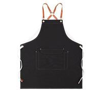 JINFEUGE Tablier de Travail Robuste En Toile Cirée Avec Poches À Outils Et Bretelles Croisées Réglables/Black/L