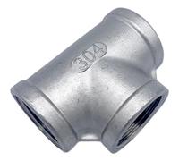 JINFEUGE Té Femelle Bspp 3 Voies 1/8", 1/4", 3/8", 1/2", 3/4", 1", 2", 3", Bspp, 201/304, 316 Coupleur de Connecteur de Raccord de Tuyau/Npt Ss304/2"