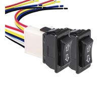 JINFOLI Bouton de commande de porte Interrupteur universel de fenêtre voiture à 5 broches, bascule principale avec faisceau câbles, lève-vitre momentané, Dc 12V, 2 pièces(BLACK 2)