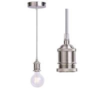 JING Suspension vintage en nickel teinté industriel, support de lampe flexible E27 tressé, suspension suspendue en nickel satiné