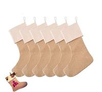 JINGAN 6 chaussettes Noël en toile jute | Chaussettes Noël Chaussettes à accrocher à la cheminée - Chaussette Noël personnalisée pour les décorations Noël familiales,