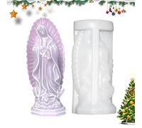 JINGAN Moule en silicone de la Vierge Marie - Moule en silicone artisanal fait à la main, moule en résine Fai-de-T à libération facile pour bougies en forme de Vierge Marie, préparation de gâteaux