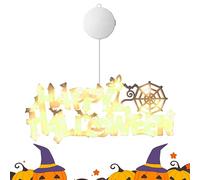 JINGAN Signe d'halloween Happy - Décorations Lumineuses à LED pour fenêtres, Spooky Wall Decor Door Sign Accessoires pour fêtes d'halloween en intérieur/extérieur et Maisons hantées