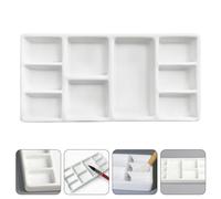 Jingdezhen-Palette D'interconnexion En Céramique Blanche,9 Grilles,Qualité Artiste,Gouache,Peinture Acrylique,Bloc-Emballage,Plat - Type White #C