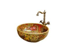 Jingdezhen - Vasque de salle de bain en céramique, style européen rétro, pour vestiaire, salle de bain, avec un seul lavabo