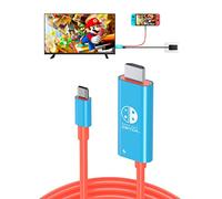 JINGDU Câble USB Type C vers HDMI pour Nintendo Switch/OLED only,Câble 3 en 1 Haute Vitesse 4K USB-C vers HDMI, Prise en Charge TV/Steam Deck/Ordinateur Portable/PC, 2m Rouge et Bleu