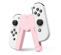 JINGDU Joy-Con Charging Grip Handle Bracket for NS Charging Station Comfort V-Shaped Gaming Grip Controller with Battery Indicators and Speed Charge While Play,Pink