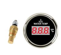 JINGERL Auto Car 40-120 Digital Water Temp Meder Indicator Red Red Light 52mm Water Temperature Gauge with Sensor 1 / 8NPT 12V / 24V (Color : BS)