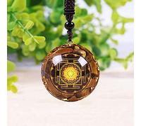 JINGERL Orgonite Pendentif Tiger Eye Collier Sri Yantra Collier Sacré Géométrie Yoga Bijoux
