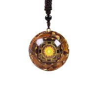 JINGERL Orgonite Pendentif Tiger Eye Collier Sri Yantra Collier Sacré Géométrie Yoga Bijoux