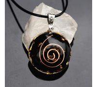 JINGERL Pendentif orgonite à la Main Obsidian Crystal Natural Circle Circle Circle Circle Énergie Chakra Bijoux Emf Protection Orgone
