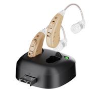JINGHAO Amplificateur Auditif Amplificateur De Son Rechargeable - Paire d'amplificateurs sonores personnels pour contours d'oreille (Beige)