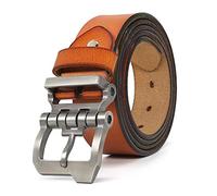 JingHao Ceinture Homme,Ceinture en Cuir Pour Hommes,Ceinture Homme Pour Jeans,Décontracté Travail Hommes Cow-Boy Grande Taille 110cm-160cm Noir Marron 38mm (28"-30"/ longueur 105cm, marron 3)