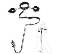 JINGHUA3 Ensemble de bondage sexuel BDSM avec crochet anal avec menottes, collier, plug anal, crochet anal, retenue réglable, jouet sexuel extrême for chien, esclave, balle Gag SM (1 boule) (Size : 3