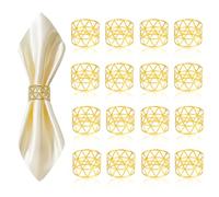 JINGIHE Lot de 16 ronds de serviette en métal doré - Boucles de serviette en tissu - Décoration de table dorée - Anneau pour décoration de table de Noël, mariage, fête d'anniversaire, fête de famille