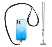 JINGIHE Lot de 2 lanières à bandoulière pour téléphone - Dos adhésif sans outils, sangle de poignet universelle réglable pour iPhone, Samsung, et tous les smartphones (gris + noir)