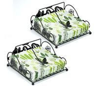 JINGIHE Lot de 2 porte-serviettes en métal noir - Design rose papillon - Avec support lesté - Pour restaurants, barbecues en plein air, bars, pique-niques, cafés