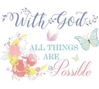 JINGIHE Lot de 2 stickers muraux vers bibliques avec Dieu, All Things Are Possible, Décoration chrétienne, Pegatinas De Pared Coloridas En Forma, De Pared De Vinilo Sticker mural Dormitorio, 53 x 40