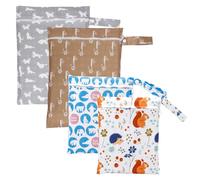 JINGIHE Lot de 4 sacs à couches, imperméables et réutilisables pour maillot de bain, yoga, gym, vêtements, sacs lavables pour voyage, plage, piscine, extérieur, 2 petits et 2 grands