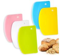JINGIHE Lot de 5 grattoirs à pâte pour pâtisserie, coupe-pain en plastique de qualité alimentaire, spatule de cuisine antidérapante pour pizza, gâteau, ustensiles de cuisine, fondant, glaçage