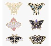 JINGIHE Lot de 6 épingles à linge en émail en forme de papillon - Accessoires décoratifs pour vêtements, sacs à dos, chapeaux, vestes