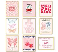 JINGIHE Lot de 9 posters esthétiques roses - Décoration de chambre - 20 x 25 cm - Pour salon, chambre à coucher, cuisine, salle de bain