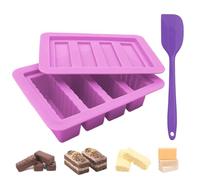 JINGIHE Moule en silicone à 4 cavités - Moule à chocolat - Avec spatule - Pour Dubaï - Barre énergétique - Muffins - Gaufres - Savon - Violet