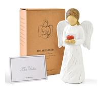 JINGIHE Statue D'ange Gardien, Figurine D'ange, Ange Decoration, Statue En Résine Tenant Un Cœur, Décoration Blanche Avec Effet Rayure, Cadeaux De Fête Pour Thanksgiving, Noël, Cadeau Pour Femme