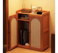 JINGJIAOPLSD Cache Radiateur en Rotin, avec Étagères Réglables, Boîte de Rangement au Sol en Bambou, Tablette de Radiateur pour Chambre à Coucher ou Salon(60x82.5x25cm/23.6x32.5x9.8in)